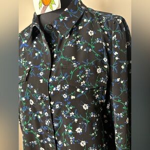 Karl Lagerfeld Paris 3/4 sleeve black and floral blouse  size small